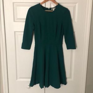 Emerald green fit and flare dress